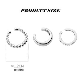 FFWTPY 3 Pairs of Earrings Set, 925 Silver Ear Cuff Set, Helix Cartilage Hoop Earrings, Ear Cuff Without Ear Hole, Wrap Earring, 14K Gold-Plated Earrings, Ear Cuff for Women, Girls, Men, Zinc