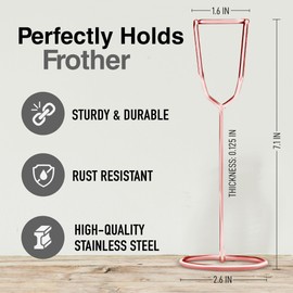 Zulay Kitchen Ultra Frother Stand for Milk Frothers - Heavy Duty, Premium Rust Resistant Milk Frother Holder for Multiple Types of Handheld Frothers (Rose Gold)
