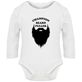 Hippowarehouse Champion Beard Puller Baby Vest Bodysuit (Long Sleeve) Boys Girls White