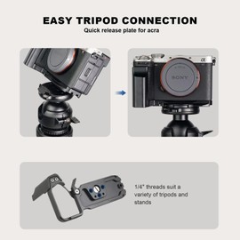 FOMOZER Handgrip L Shape Grip for A7C2/A7CR, Compatible with Arca Swiss Tripod Fluid Head, Black Bracket (LH-02(Black Grip))