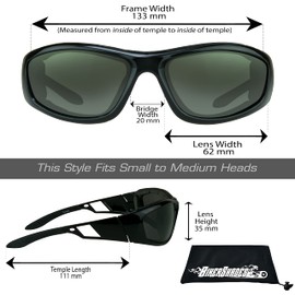 Bikershades Polarized Motorcycle Safety Day Riding Sunglass Removable Foam Men Women Glare, Dust and Wind Resistant