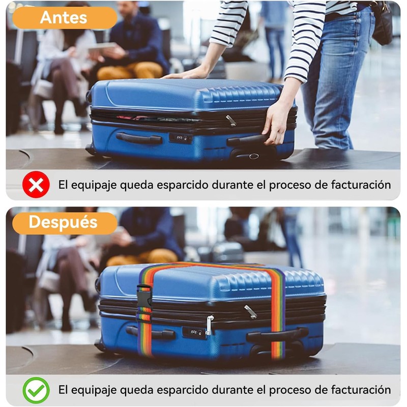 Cuatro Correas para Equipaje (Azul + Naranja + Verde +