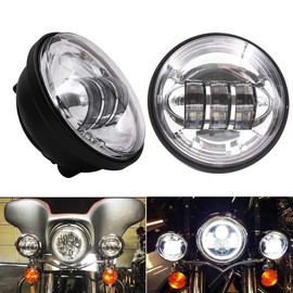 BeltandRoad Dot approved 2 PCS Chrome 4.5 Inch LED Passing Light LED Fog Lamps for Motorcycles Auxiliary Light Motorcycle Projector Driving Light
