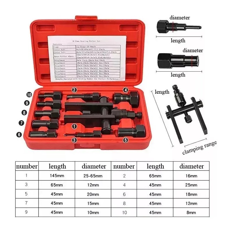 Juego De Extractor De Rodamientos Internos De Motocicleta