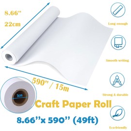 Drawing Paper Roll, Drawing Roll 22 cm x 15 m, White Paper Roll, Children Artist, Sketch, Painting Paper, Recycled Easel Paper for Toddlers, Children, Students (Pack of 1)
