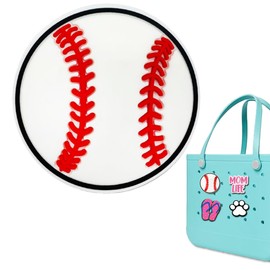 Charms for Beach Bag, Bogg Accessories Charms PVC Rubber Compatible with Beach Bag Original All Models, Insert Decoration for Simple Modern Handbag Totes, White Baseball Charm