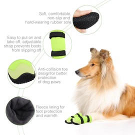Dog Shoes, Pack of 4 Dog Shoes, Paw Protection, Short Style Waterproof Dog Shoes with Non-Slip Rubber Sole and Reflective Straps, Breathable Dog Boots, Dog Shoes (Green, 5#)
