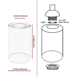 6-Pack Clear Glass Shade Replacements, Cylinder Glass Lamp Shade Covers for Light Fixtures, 5.5In Height, 3.54In Diameter, 1.65In Fitter Globe Glass Shades for Islands Pendant Chandeliers Wall Sconces