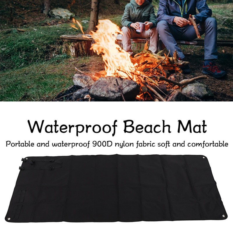 Beach Mat Portable Waterproof 900D Nylon Fabric Metal Holes Soft