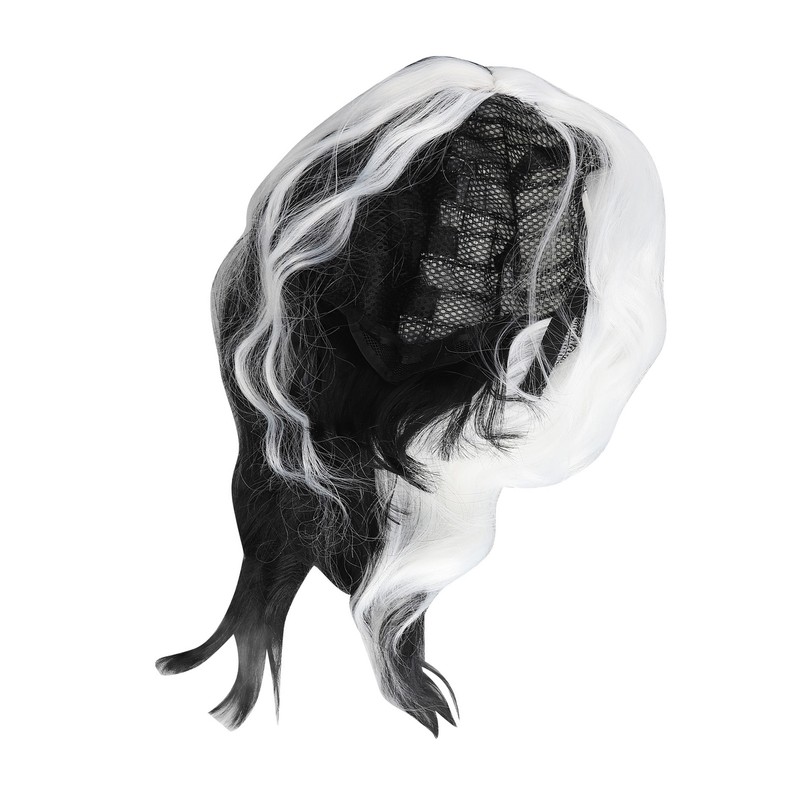 Black and White Short Wavy Wig Women Cosplay Party Shoulder