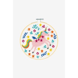 DMC Stitch Kit 6" Diameter - Unicorn (14 Count)