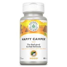 Natural Balance Happy Camper - Feel-Good Mood Support Supplement - Gotu Kola, Passion Flower, and Kava Kava Capsules - 60-Day Guarantee - 30 Servings, 60 VegCaps