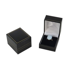 Leatherette Ring Boxes Jewellery Gift Box Packaging Black Gold Engagement Rings Holder Storage (12)