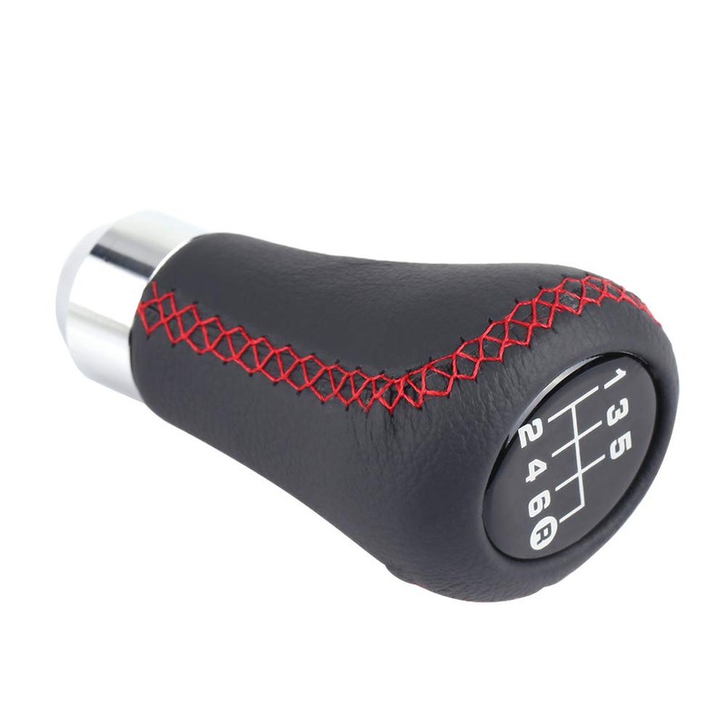 Gear Shift Knob 6 Speed, PU Leather Universal Car Auto/Manual