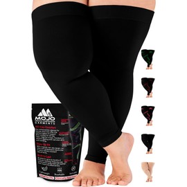 Mojo Compression Sports Thigh Sleeve For Hamstring and Quad Injuries For Men and Woman Small Black