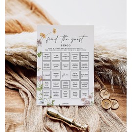 Find The Guest Bingo Game Cards, Bridal Shower Games, Baby Shower Bingo, Wedding Game, 50 Cards - Wildflower
