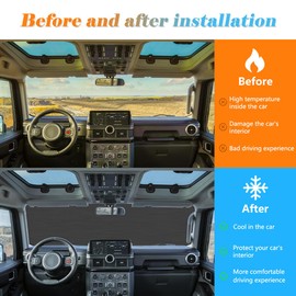 Windshield Sunshade Car Foldable UV Ray Reflector Car Front Window & Full Window Glass Sun Shade Compatible with Ineos Grenadier 2020-2024 for Sun Heat Protection (Front Glass Parasol B)