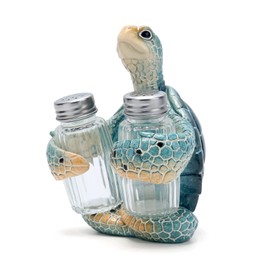 Hodao Sea Turtle With Salt and Pepper Shaker Figurines Decorations Turtle Set with Holder Figurine for Beach Bar or Tropical Kitchen Decor Turtle Table Decorations by Home Gifts (Turtle)