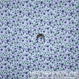 Signature BonEful Fabric FQ Cotton Quilt White Purple Small Tiny Calico Flower Bohemian UK