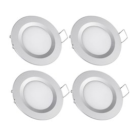 acegoo 12 V Recessed Spotlights LED Flat Pack of 4 Recessed Spotlights Warm White 3 W Spotlights Dimmable Downlights for Motorhome Caravan Camper Boat Furniture Yacht 3200 K Silver