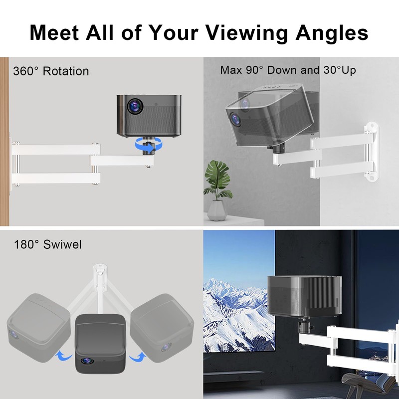 suptek Foldable Projector Wall Mount Universal Adjustable Wall Projector Mount