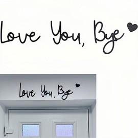 Love You Bye Sign Above Door - Metal/Wooden Wall Decor for Bedroom & Living Room, Romantic Home Gift for Couples with No-Drill Adhesive