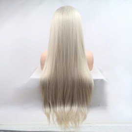 Karissa Hair Ombre Blonde Glueless Lace Front Wigs for Women Side Part Long Natural Straight Heat Resistant Silky Soft Synthetic Hair Replacement Wig Half Hand Tied 24inches