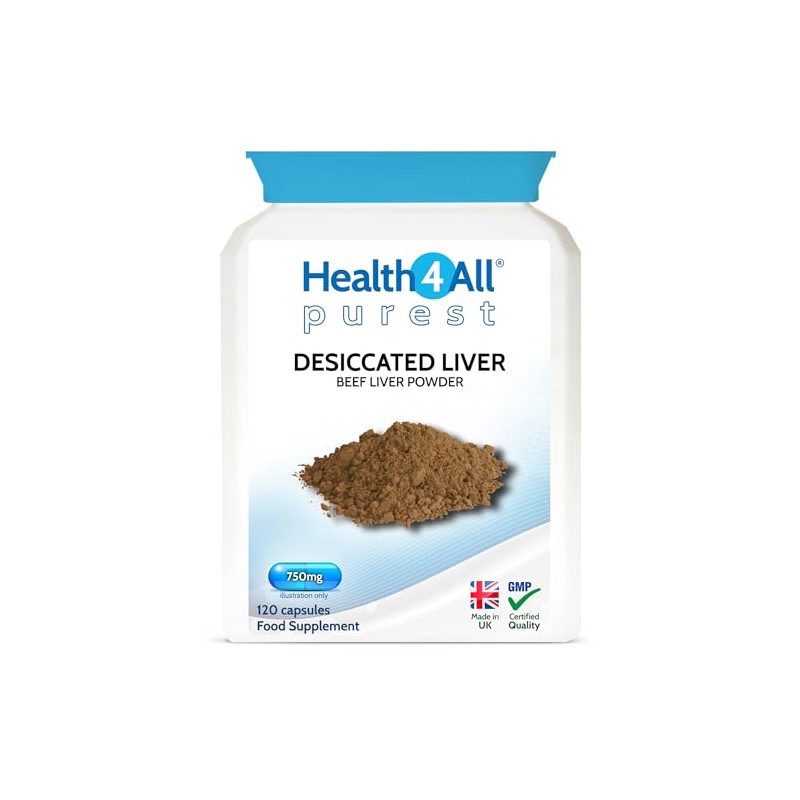 Desiccated Beef Liver 750mg x 120 Capsules, Natural Vitality Supplement