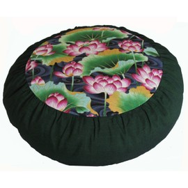 Boon Decor Meditation Cushion Zafu - Limited Edition - Buddha's Flower Lotus Sanctuary Collection Green1
