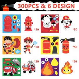 Haooryx DIY Firefighter Stickers Roll - 300pcs Make Your Own Firefighter Waterproof Vinyl Reusable Laptop Stickers Coloring Book Scrapbook Water Bottle Page Activity Pad Party Favors Kids Skateboard