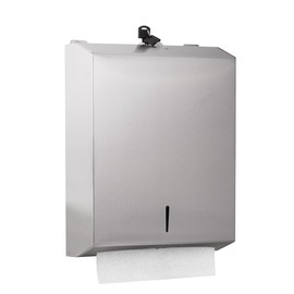 DOUKE Paper Towel Dispenser Wall Mount Commercial c-fold/Multi-fold/Tri-fold, Touchless Hand Towel Dispenser with Lock (Silver)