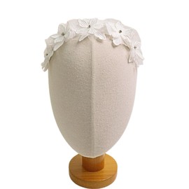 Delicate Floral White Baby Headband, Handmade Lace Flower Crown with Rhinestones, Soft Stretchy Band for Infant, Toddler, Baptism, Christening, Special Occasion Hair Accessory (White, One Size)