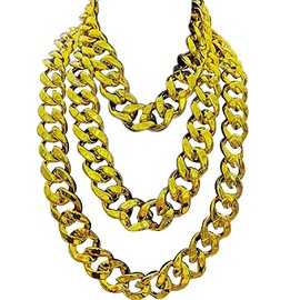 Fuqimanman2020 Chunky Faux Gold Cuban Link Necklace Big Plastic Collar for Men Women Hip Hop Rapper Night Club Punk Outfits Costume Statement Jewelry-90CM