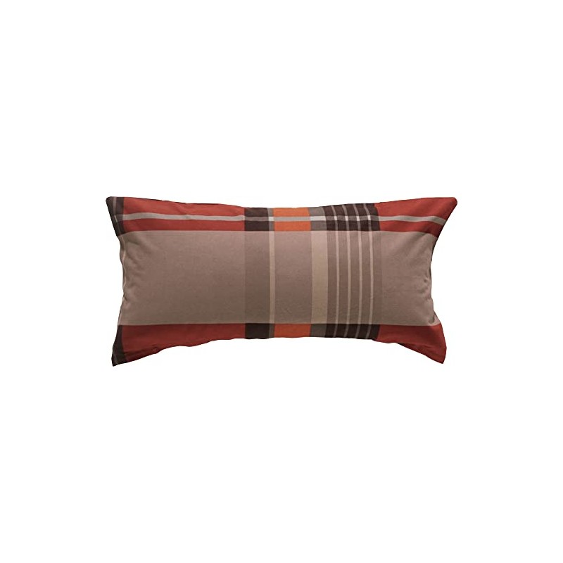 Erwin Müller Additional Cushion Cover, Maco Satin Checked Red/Brown, Size
