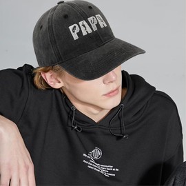 YeeHeen Baseball Hat for Men Women Vintage Washed Plain Cap Adjustable Sun Hat Papa Black