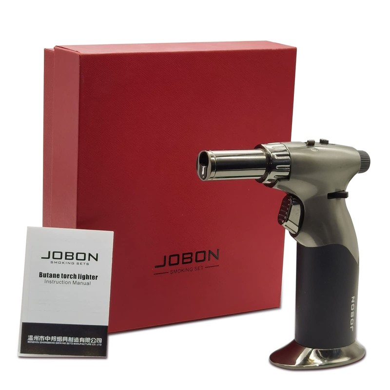 JOBON Torch Lighter, Double Flames Refillable Culinary Lighter with Continuous