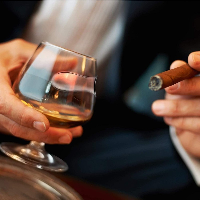 Barbuzzo Cigar Czar Cognac Glass - Brandy Snifter with Cigar