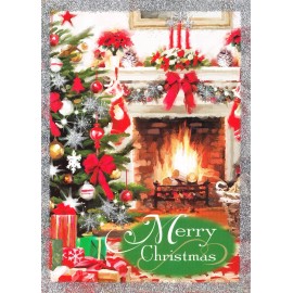 Tri Land Corporation  Present Under the Christmas Tree Fire place Holiday Greeting Cards
