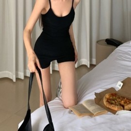 Women's 2024 Summer New Arrival: Trendy Black Shoulder Shorts Jumpsuit Sexy XL/Black Jumpsuit 10ea