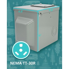 X-Haibei 30 Amp RV Power Outlet Box 125 Volt, NEMA TT-30R Outlet Receptacle Electrical Panel, Enclosed Lockable, Weatherproof Outdoor Use for Camper Trailer