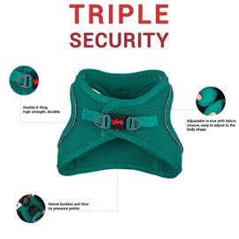 Tailpetz Dark Green Dog Harness Medium Sized Dog, Adjustable No Pull Step in Harness Medium Size Dog, Reflective Puppy Harness for Puppy Training, Medium Dog Harness Boy Girl (Dark Green, M)