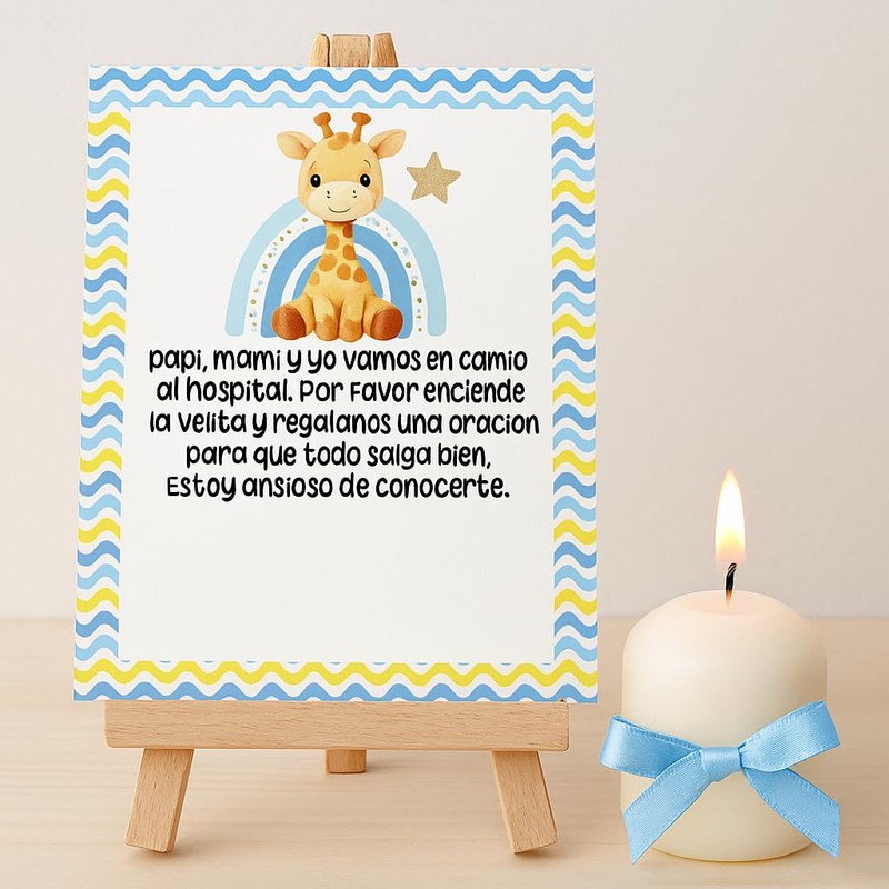 Paquete de 10 Tarjetas con Vela para Baby Shower (Jirafa)