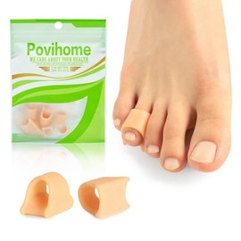 Povihome Hammer Toe Straightener Corrector - Gel Toe Splint Relief for Curled, Claw, Crooked Toes, Hammer Toes - Toe Corrector for Women and Men, 3 Different Sizes (Small, 6 Pcs, Beige)