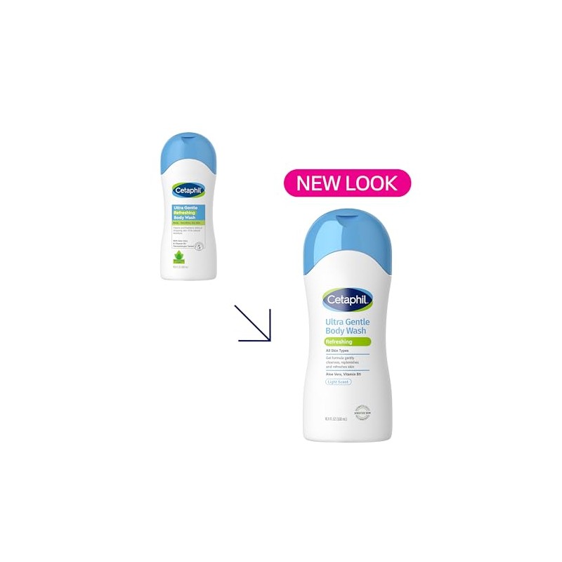 Cetaphil Ultra Gentle Body Wash, Refreshing Scent, 16.9 Ounce (Pack