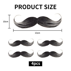 CWPFVQA Pack of 4 Artificial Beard, Black Moustache, Stick-on Fake Beard, Fake Beard for Men, 80s Retro Beard, Suitable for Cosplay, Makeup