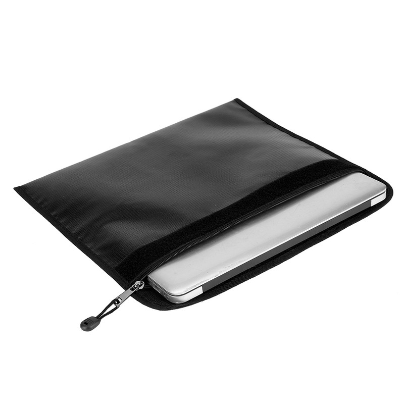 Black Fireproof Document Bag Cross Section Passport Money Certificates Keeping