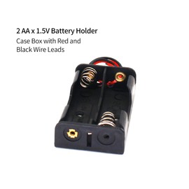 MulticoloredLED 6 Piezas 2 x 1,5 V AA Clip de Resorte de batería Caja de Almacenamiento de plástico 2 Ranuras x 1,5 V AA Soporte de batería Negro Rojo Cables de Alambre 2 AA