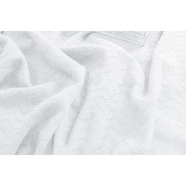 BELIZZI HOME 100% Cotton Bed Blanket, Breathable Thermal Blanket Twin Size, Soft Chevron 60 inch x90 , Perfect for Layering Any All Season, White