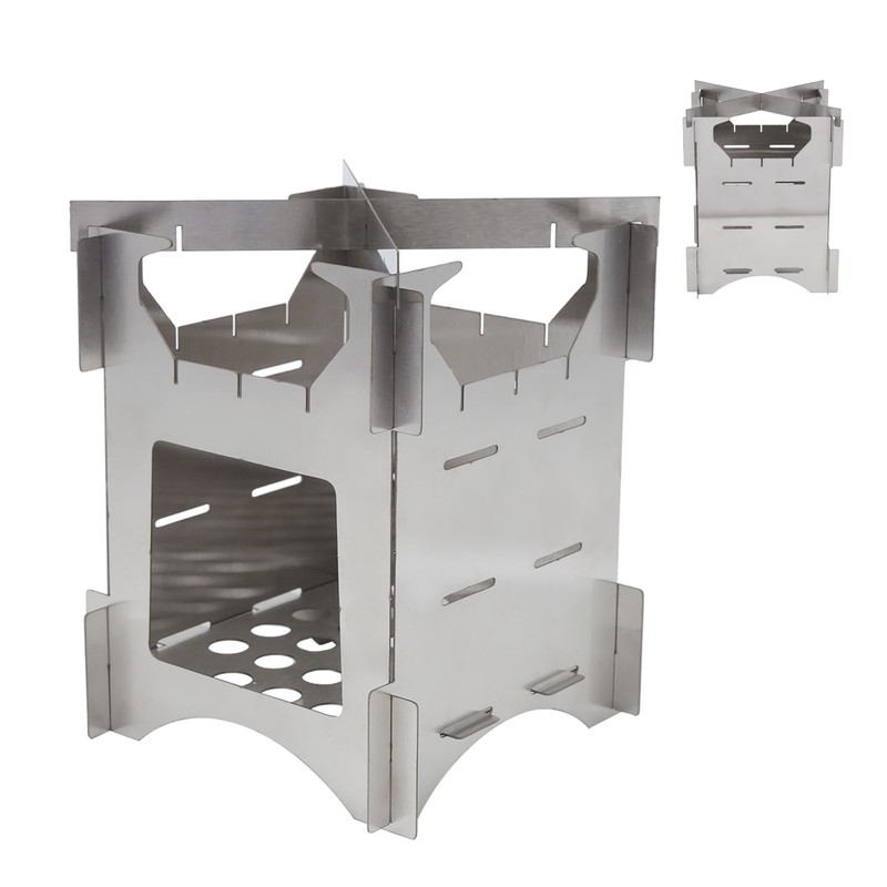 Portable Stainless Steel Folding Wood Burning Stove Mini Cooker for