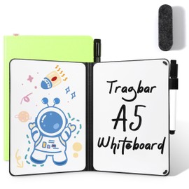AGM Mini Whiteboard, Green, Portable A5 Whiteboard, No Magnet, Small Double-Sided Writing Memo Board, 15 x 21 cm, Hard Shell for Office, School, Home - Includes 1 Marker with Eraser Tip